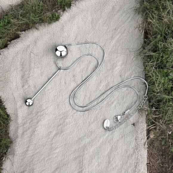 NEW 18K white gold plated necklace ball pendant snake chain jewelry B23 - Picture 1 of 4